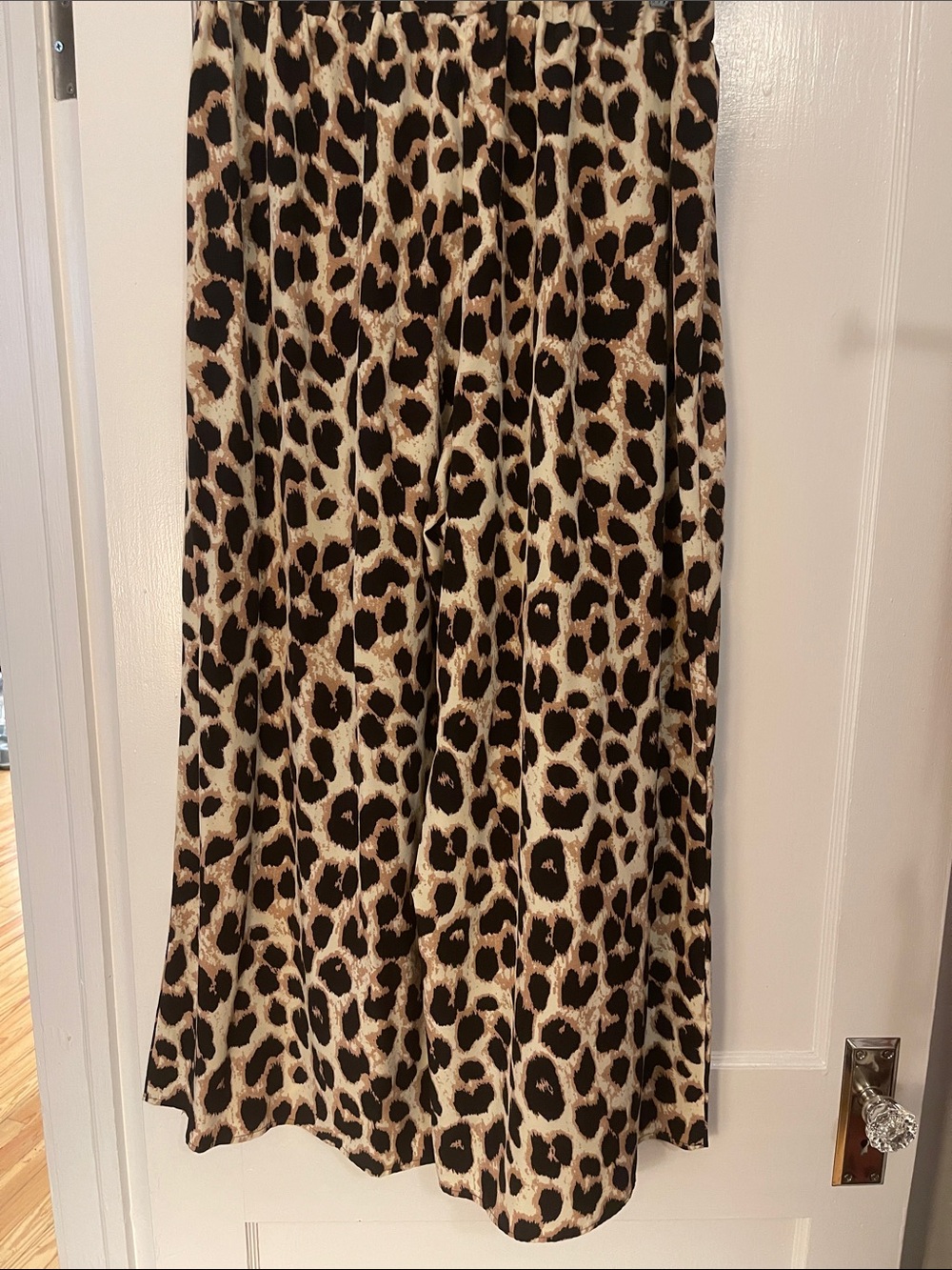 SHEIN Leopard Print Wide Leg Jumpsuit - Black & Cream